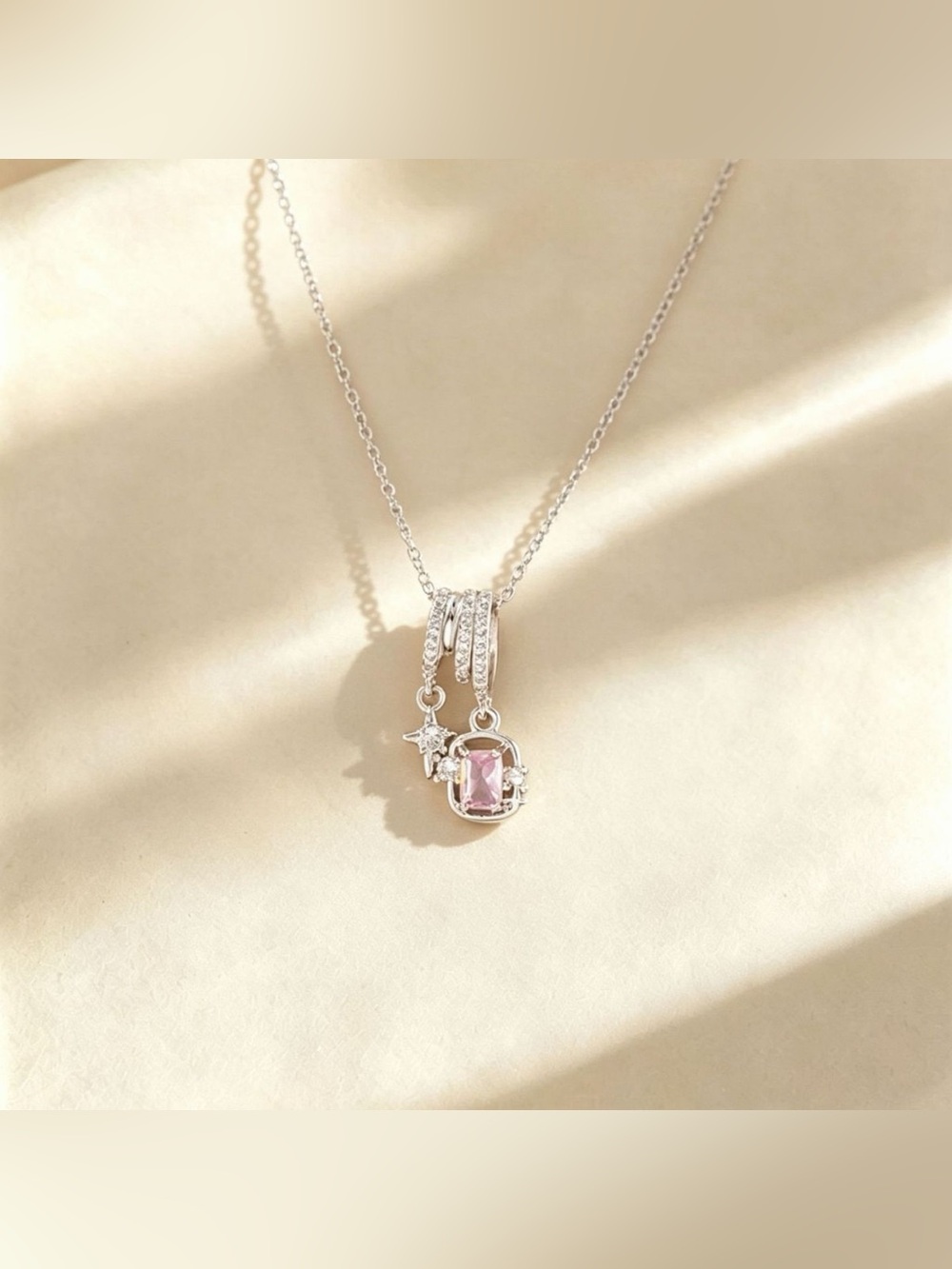 Sterling Silver Pink Gemstone Pendant Necklace